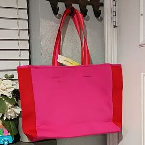 Pink and Red Neoprene Tote Bag
